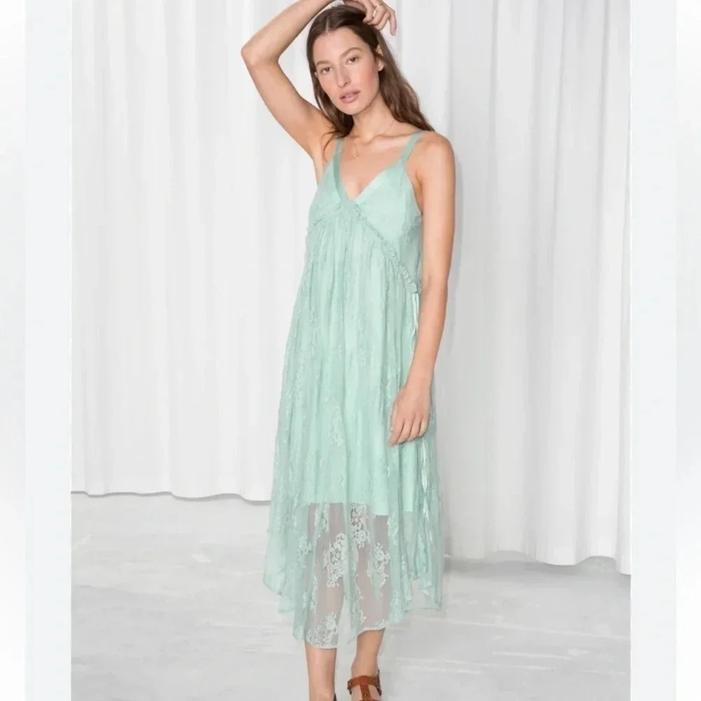 & Other Stories NWT Lace Midi Dress - Mint Green - Size 8